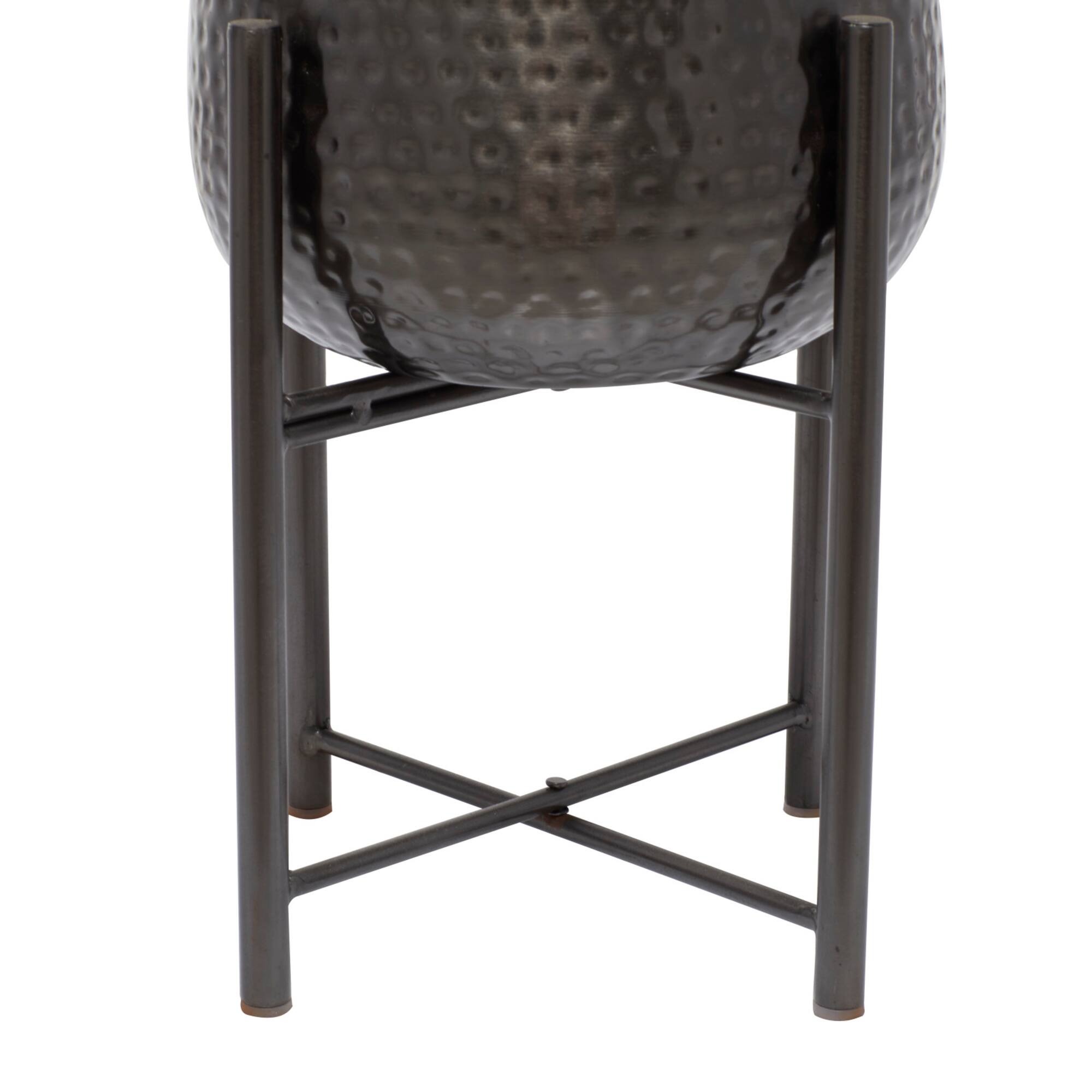 Black Modern Planter, Set of 2" 19", 17"